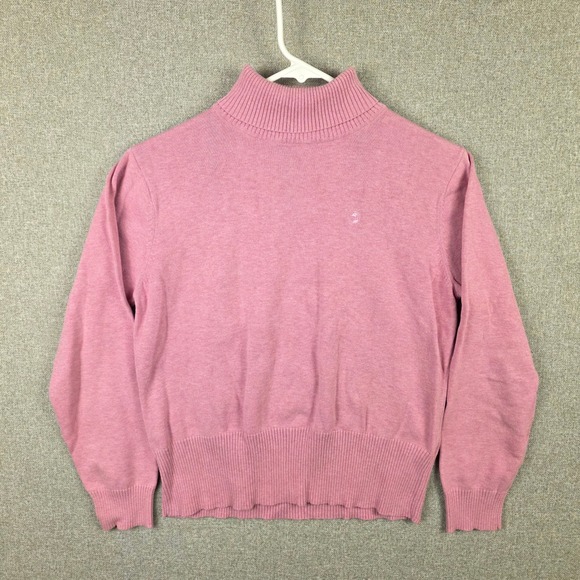 Duck Head Sweaters - Duck Head Womens Pink Cotton Turtleneck Sweater Size Large Embroidered Logo